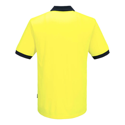 Portwest MP610 Hi Vis Class D Contrast Polo Shirt S/S in Yellow/Navy - back view