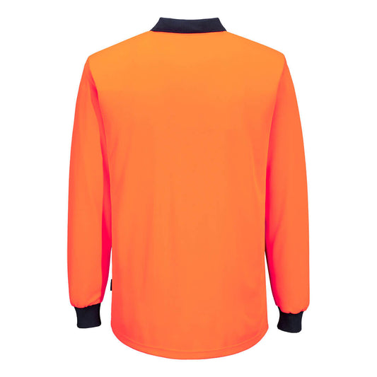 Portwest MP615 Hi-Vis Contrast Class D Polo Shirt L/S in Orange/Navy - back view