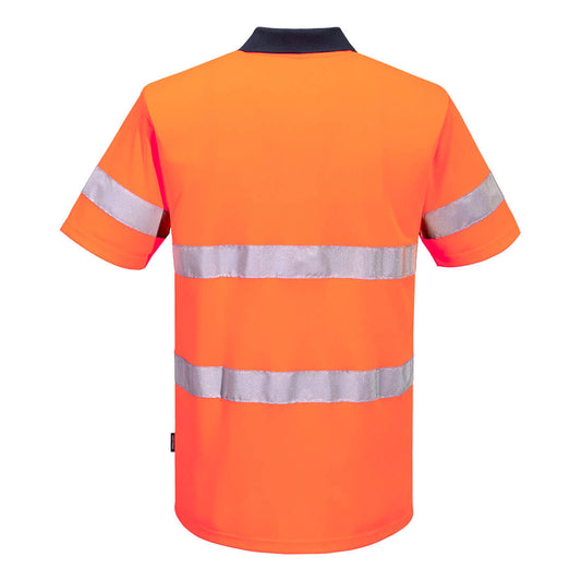 Portwest MP616 Hi-Vis Contrast Polo Shirt S/S in Orange/Navy - back view