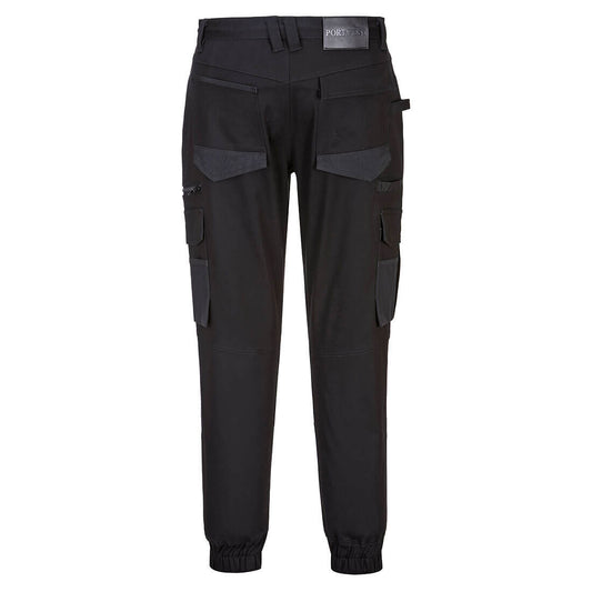 Portwest MP703 KX3 Stretch Slim Fit Cuffed Work Pants in Black - back view