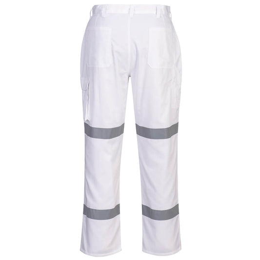Portwest MP709 Taped Night Cotton Drill Pants in White - back view