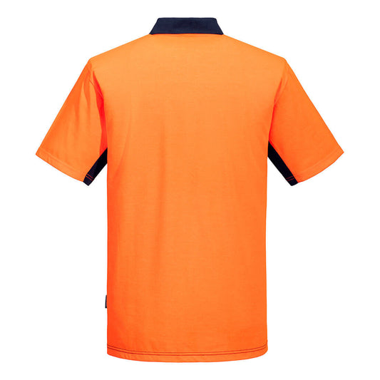 Portwest MP810 Hi-Vis Contrast Class D Polo Shirt S/S in Orange/Navy - back view