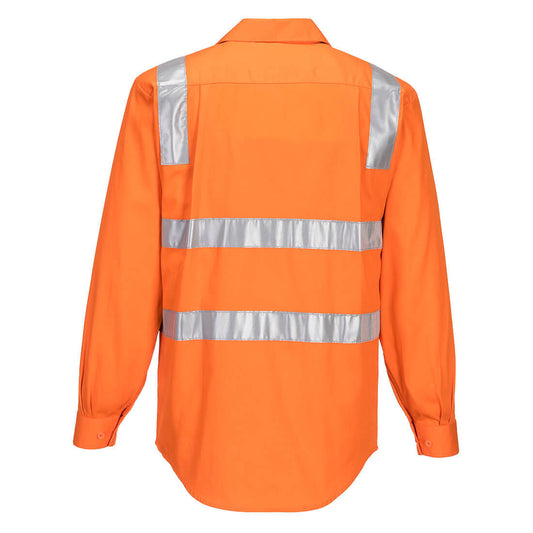 Portwest MS191 Perth Hi-Vis Shirt L/S in Orange - back view