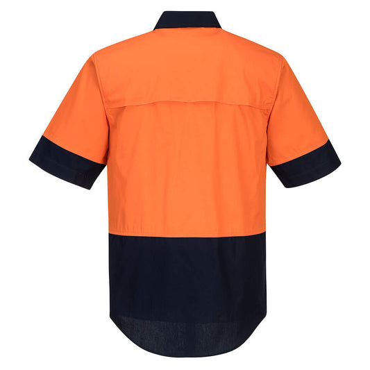 Portwest MS802 Canberra Hi-Vis Lightweight Contrast Class D Shirt S/S in Orange/Navy - back view