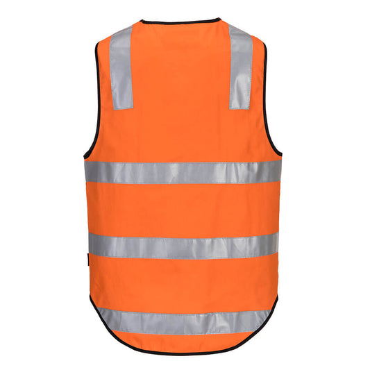 Portwest MW338 Hi-Vis Cotton Zipped Vest in Orange - back view