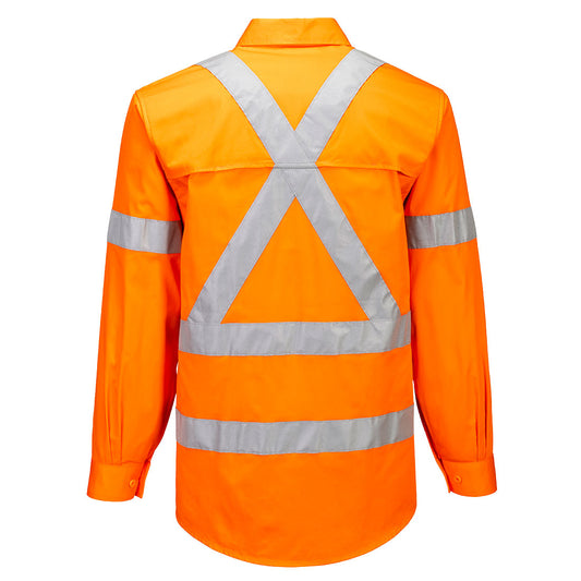 Portwest MX301 Hi-Vis Lightweight X Back Shirt L/S in Orange - back view
