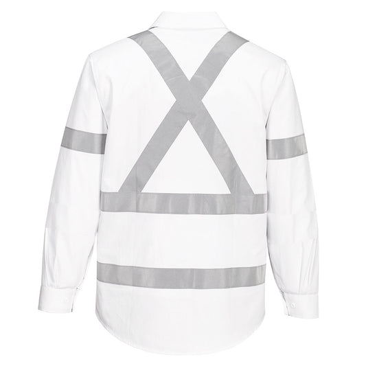 Portwest MX303 Hi-Vis X Back Class N Shirt L/S in White - back view