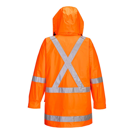 Portwest MX306 Max Hi-Vis X Back Rain Traffic Jacket in Orange - back view