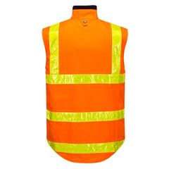 Portwest MY214 Hi-Vis Polar Fleece Lined Vic Roads Reversible Vest in Orange - back view