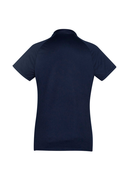 Biz Collection P012LS Academy Womens Short Sleeve Polo in Navy/Teal - back view