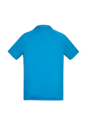 Biz Collection P012MS Academy Mens Short Sleeve Polo in Cyan/Navy - back view
