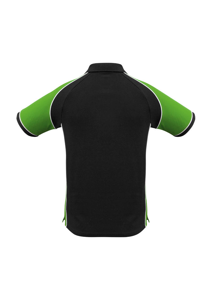 Biz Collection P10112 Nitro Mens Short Sleeve Polo in Black/Green/White - back view
