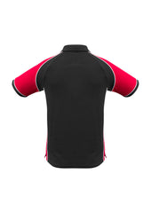 Biz Collection P10112 Nitro Mens Short Sleeve Polo in Black/Red/White - back view