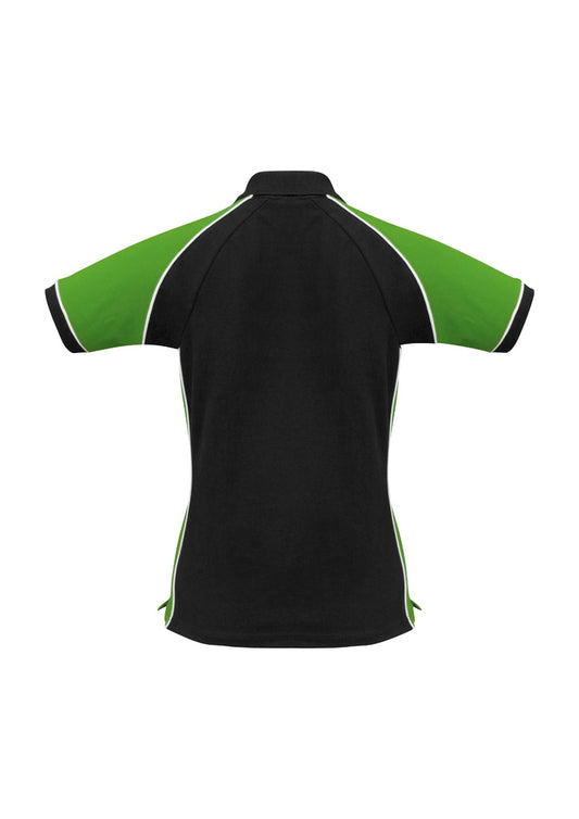 Biz Collection P10122 Nitro Womens Short Sleeve Polo in Black/Green/White - back view