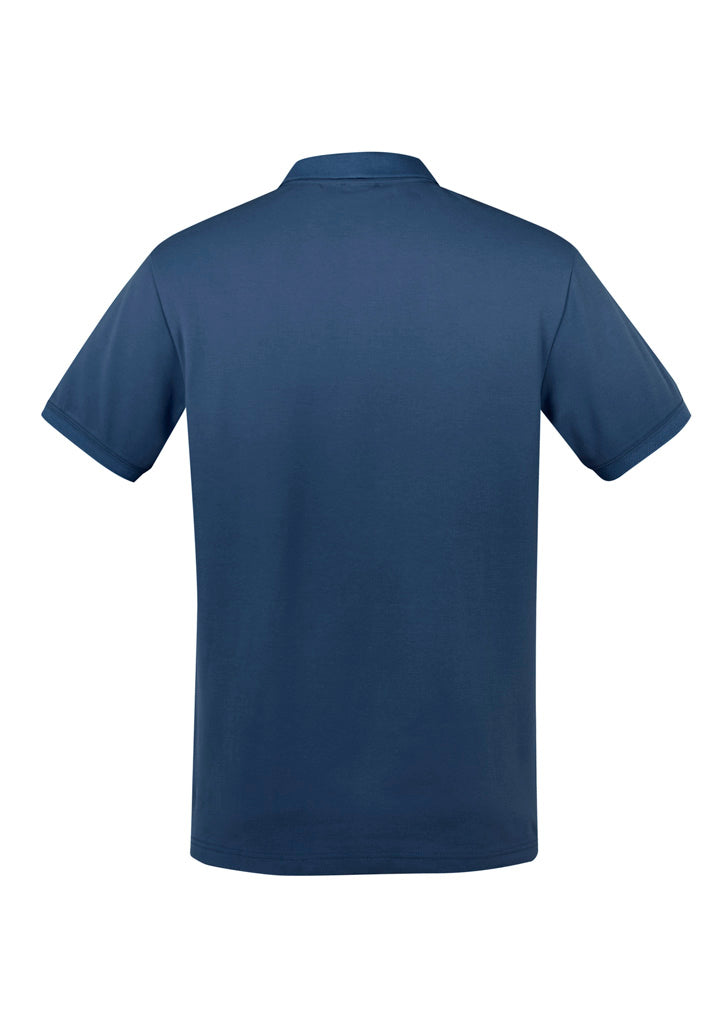 Biz Collection P105MS City Mens Short Sleeve Polo in Mineral Blue - back view