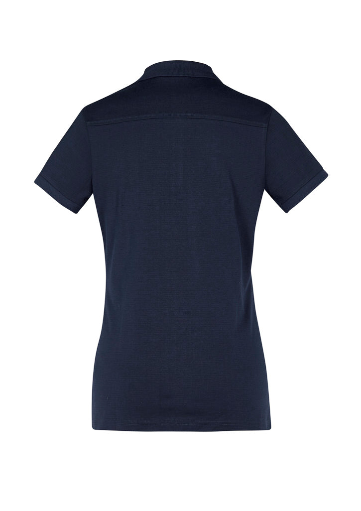 Biz Collection P106LS Aston Womens Short Sleeve Polo in Navy/Silver Grey - back view