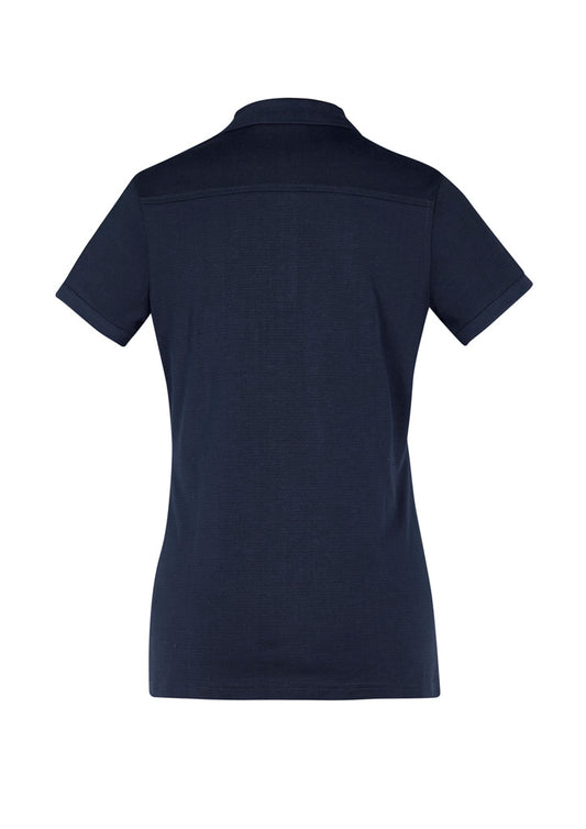 Biz Collection P106LS Aston Womens Short Sleeve Polo in Navy/Silver Grey - back view
