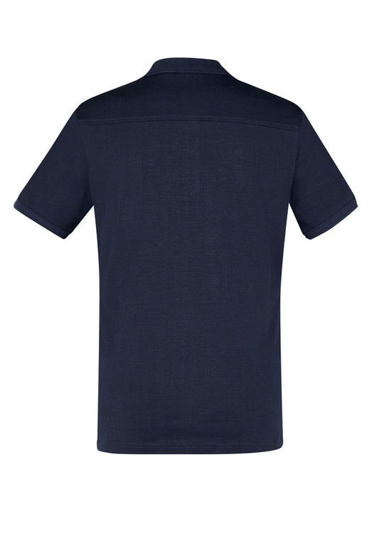 Biz Collection P106MS Aston Mens Short Sleeve Polo in Navy/Silver Grey - back view