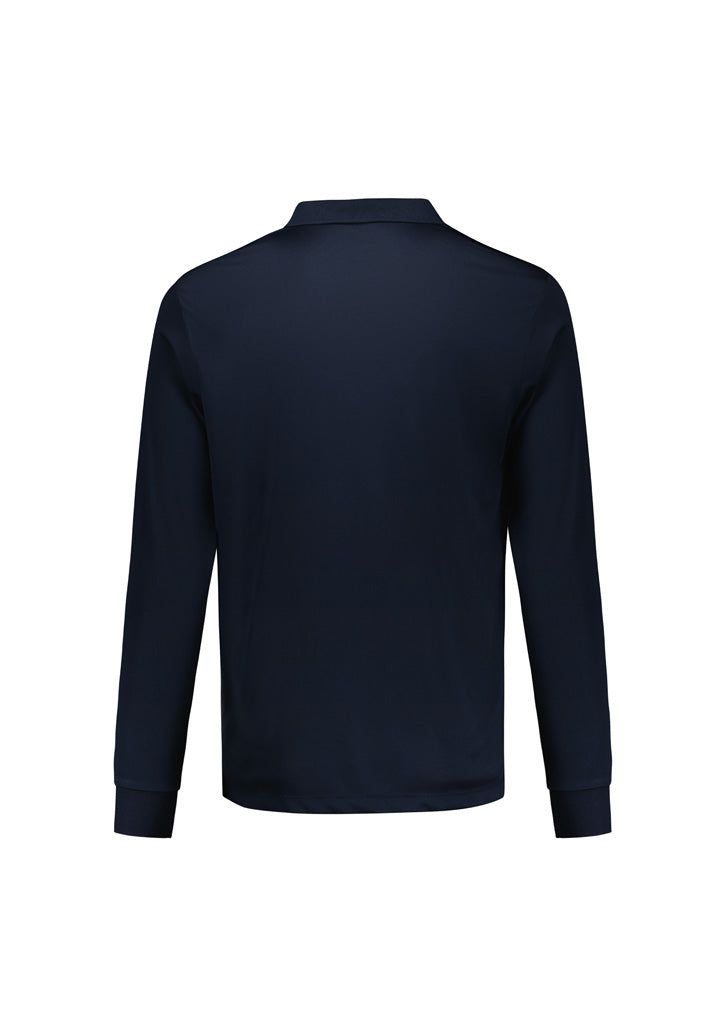 Biz Collection P206ML Action Mens Long Sleeve Polo in Navy - back view