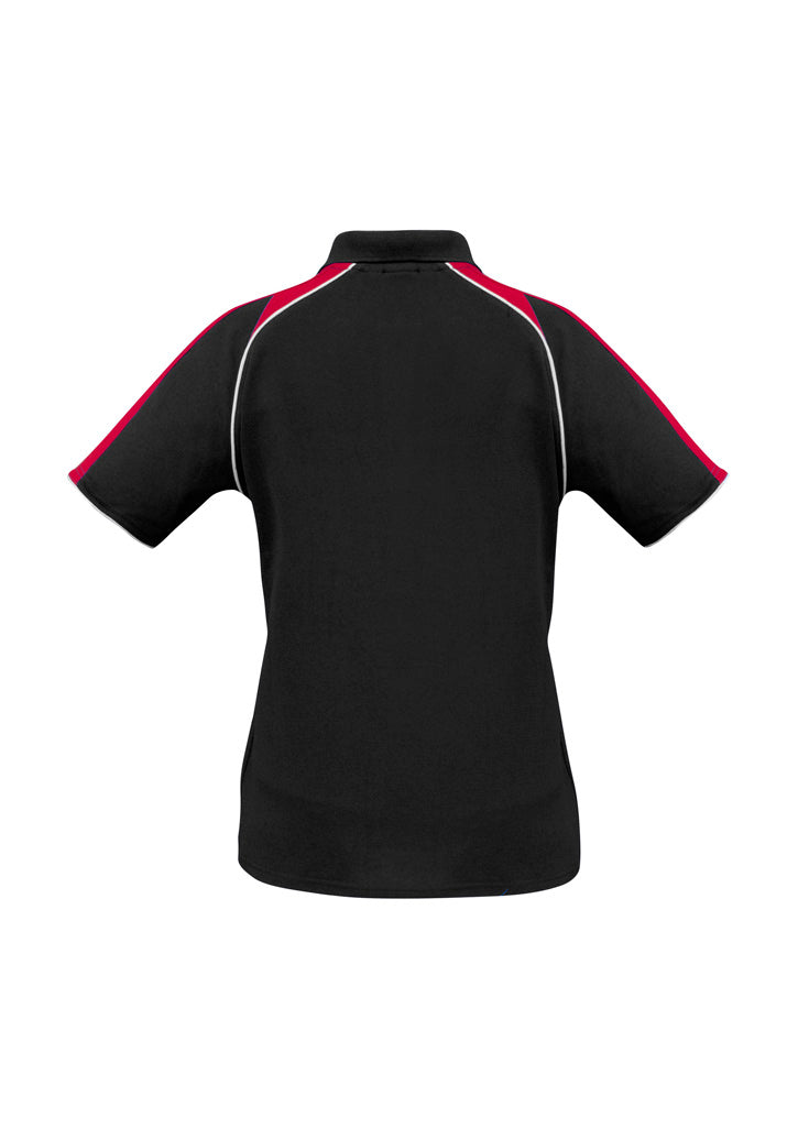 Biz Collection P225LS Triton Womens Short Sleeve Polo in Black/Red/White - back view
