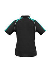 Biz Collection P225LS Triton Womens Short Sleeve Polo in Black/Teal/White - back view