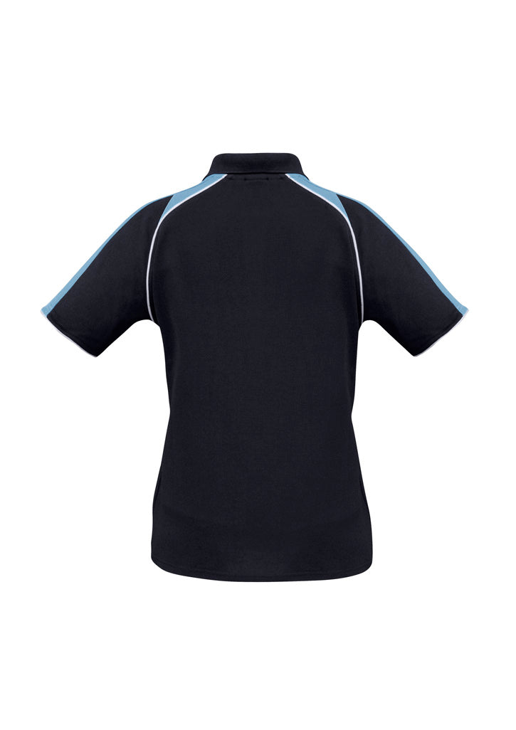 Biz Collection P225LS Triton Womens Short Sleeve Polo in Navy/Spring Blue/White - back view