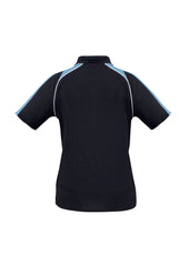 Biz Collection P225LS Triton Womens Short Sleeve Polo in Navy/Spring Blue/White - back view