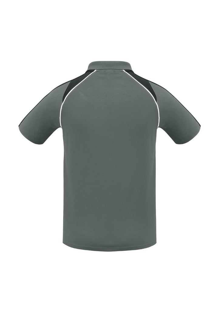 Biz Collection P225MS Triton Mens Short Sleeve Polo in Ash/Black/White - back view