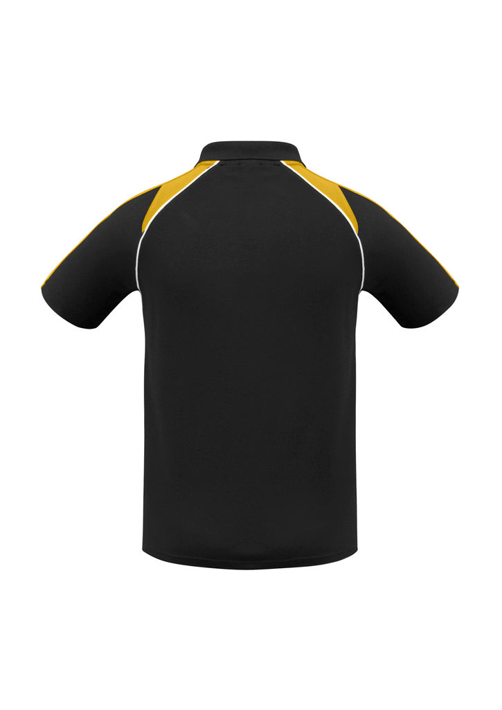 Biz Collection P225MS Triton Mens Short Sleeve Polo in Black/Gold/White - back view