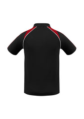Biz Collection P225MS Triton Mens Short Sleeve Polo in Black/Red/White - back view