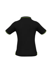 Biz Collection P226LS Jet Womens Short Sleeve Polo in Black/Bright Green - back view