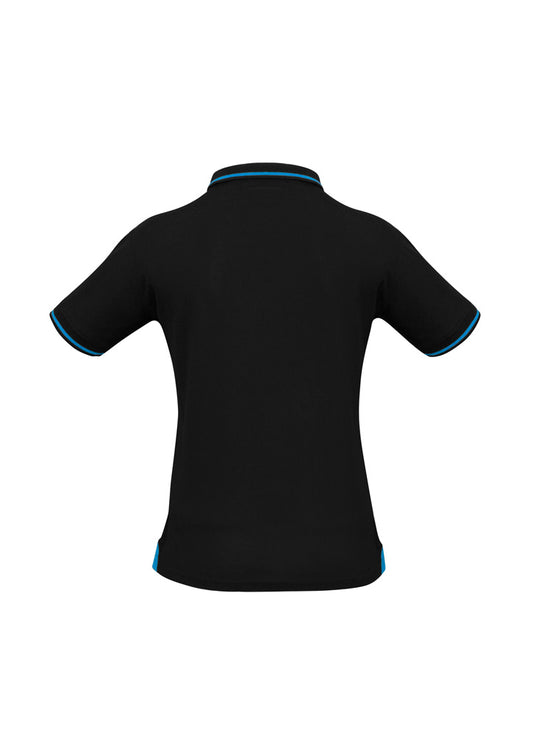 Biz Collection P226LS Jet Womens Short Sleeve Polo in Black/Cyan - back view