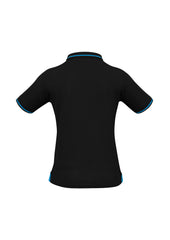 Biz Collection P226LS Jet Womens Short Sleeve Polo in Black/Cyan - back view