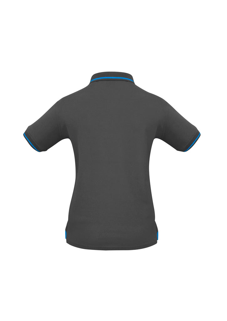 Biz Collection P226LS Jet Womens Short Sleeve Polo in Steel Grey/Cyan - back view