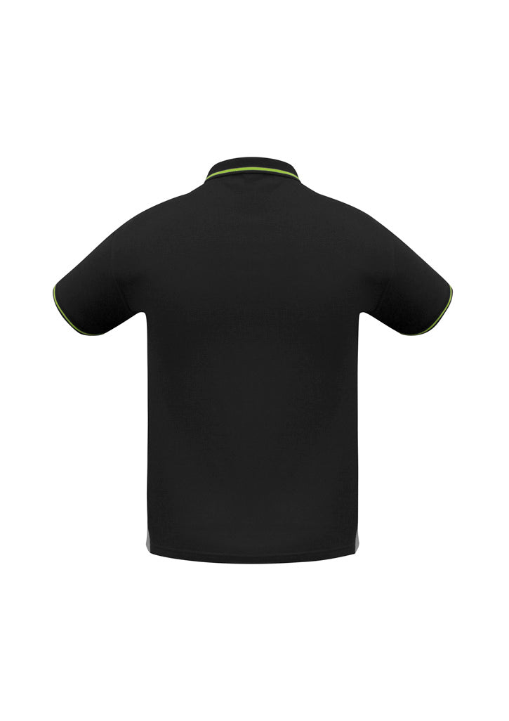 Biz Collection P226MS Jet Mens Short Sleeve Polo in Black/Bright Green - back view