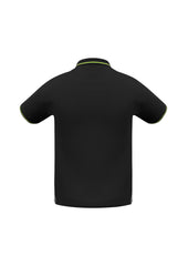 Biz Collection P226MS Jet Mens Short Sleeve Polo in Black/Bright Green - back view