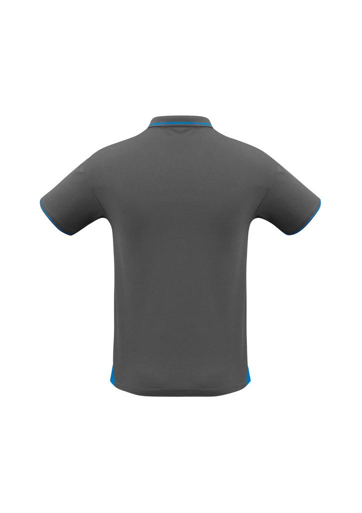 Biz Collection P226MS Jet Mens Short Sleeve Polo in Steel Grey/Cyan - back view