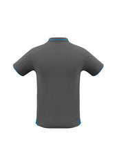 Biz Collection P226MS Jet Mens Short Sleeve Polo in Steel Grey/Cyan - back view