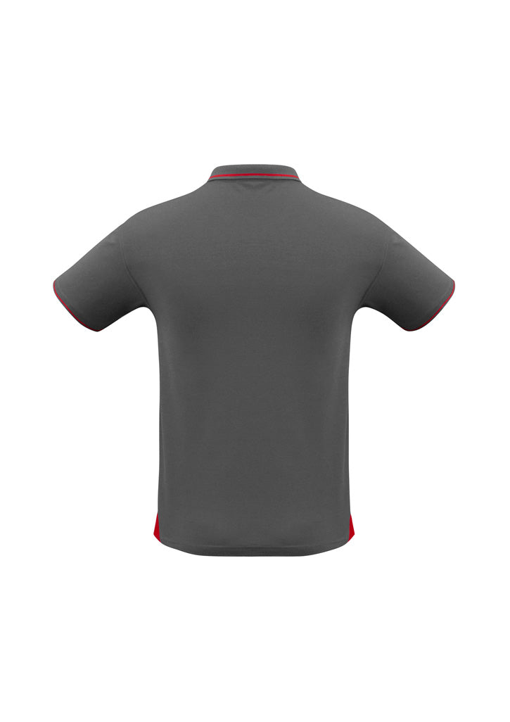 Biz Collection P226MS Jet Mens Short Sleeve Polo in Steel Grey/Red - back view