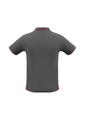 Biz Collection P226MS Jet Mens Short Sleeve Polo in Steel Grey/Red - back view