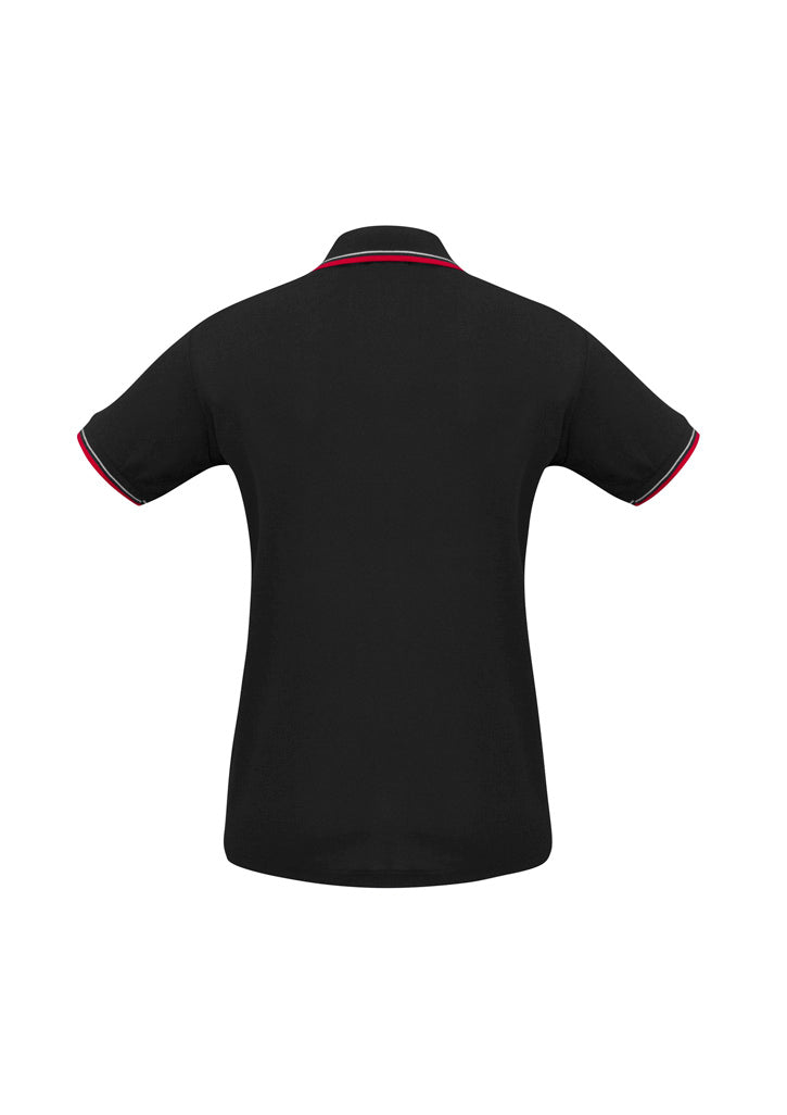 Biz Collection P227LS Cambridge Womens Short Sleeve Polo in Black/Red/White - back view