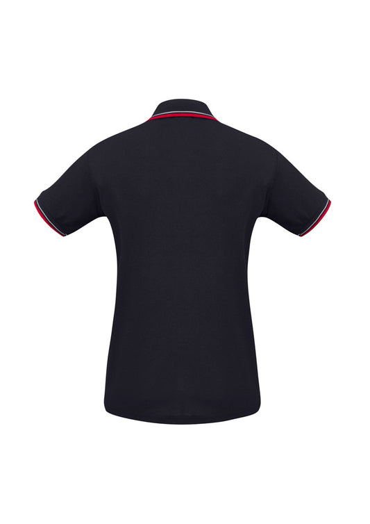 Biz Collection P227LS Cambridge Womens Short Sleeve Polo in Navy/Red/White - back view