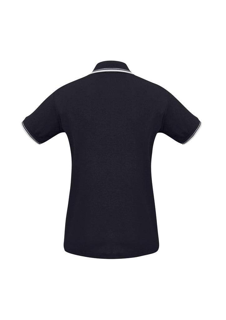 Biz Collection P227LS Cambridge Womens Short Sleeve Polo in Navy/White/White - back view