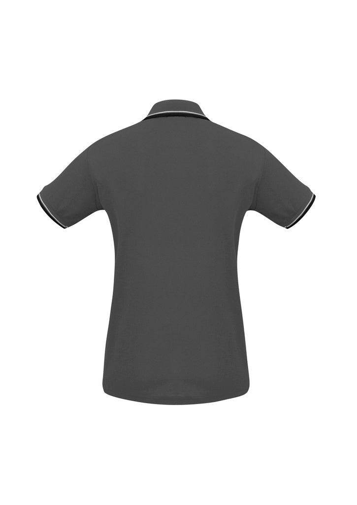 Biz Collection P227LS Cambridge Womens Short Sleeve Polo in Steel Grey/Black/White - back view