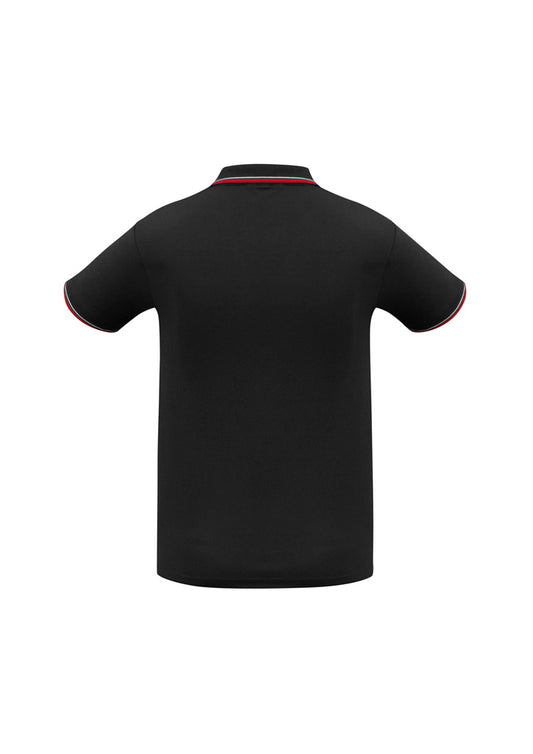Biz Collection P227MS Cambridge Mens Short Sleeve Polo in Black/Red/White - back view
