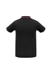 Biz Collection P227MS Cambridge Mens Short Sleeve Polo in Black/Red/White - back view