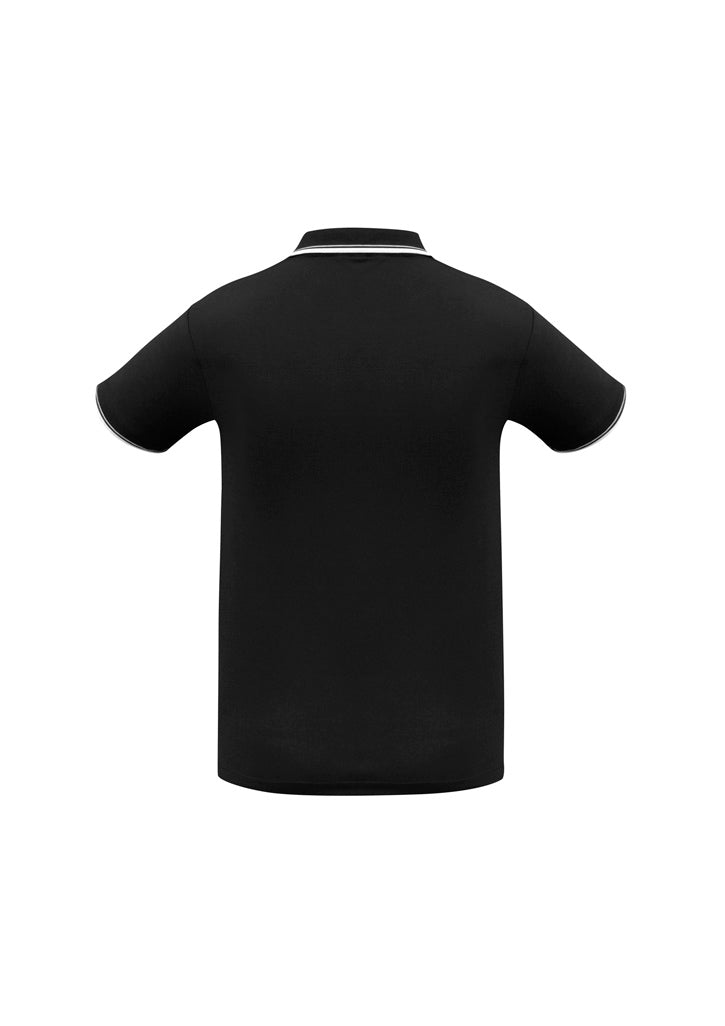 Biz Collection P227MS Cambridge Mens Short Sleeve Polo in Black/White/White - back view