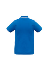 Biz Collection P227MS Cambridge Mens Short Sleeve Polo in Royal/White/White - back view