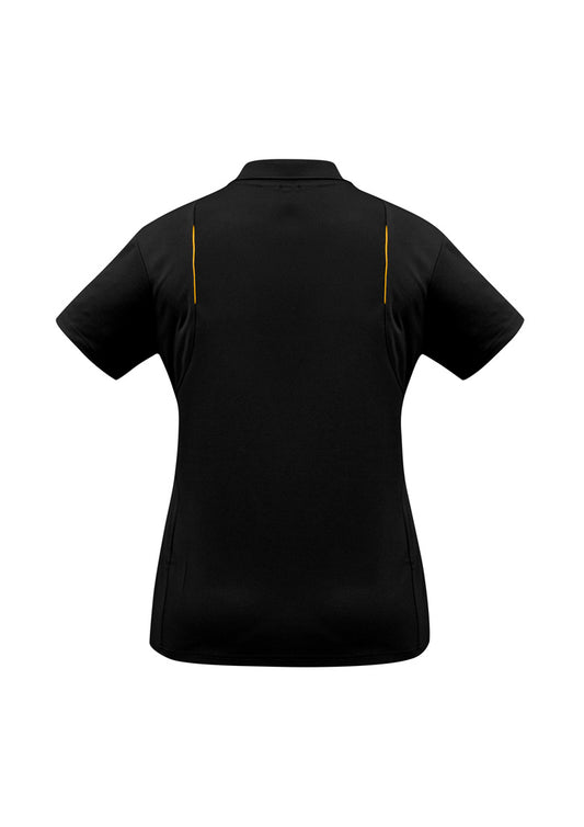 Biz Collection P244LS United Womens Short Sleeve Polo in Black/Gold - back view