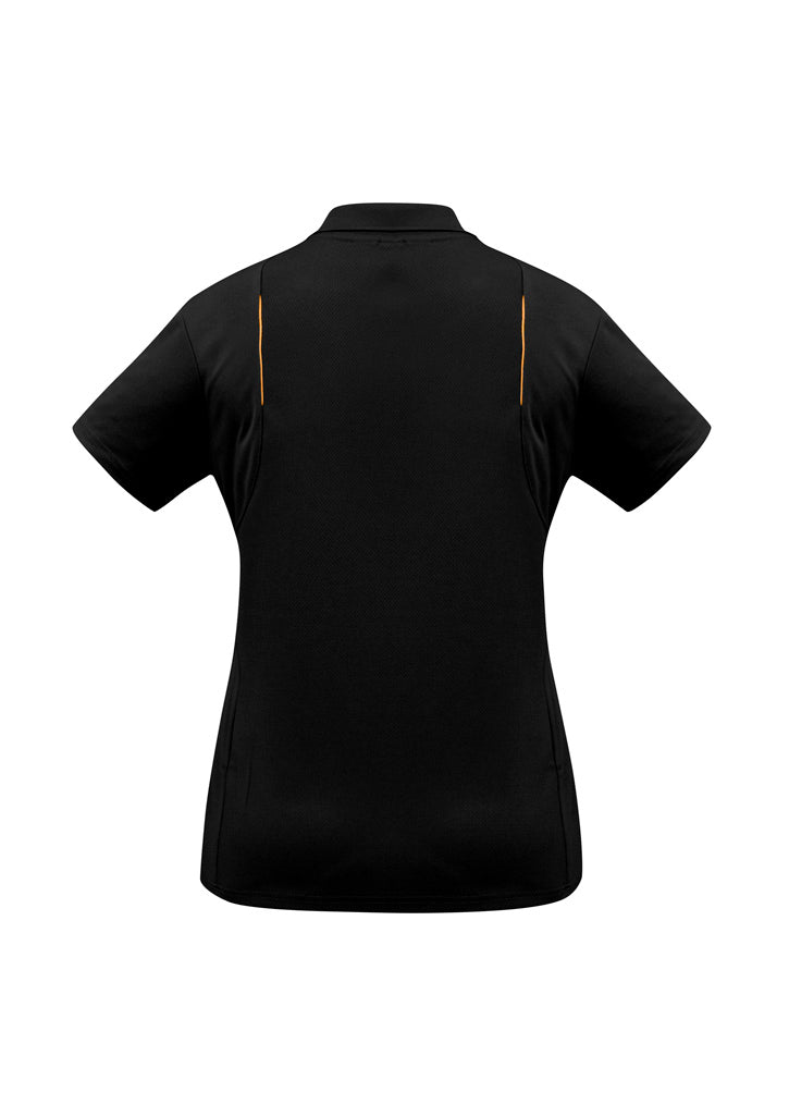 Biz Collection P244LS United Womens Short Sleeve Polo in Black/Orange - back view